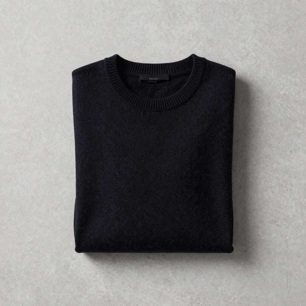Pull Col Rond en Cachemire Noir