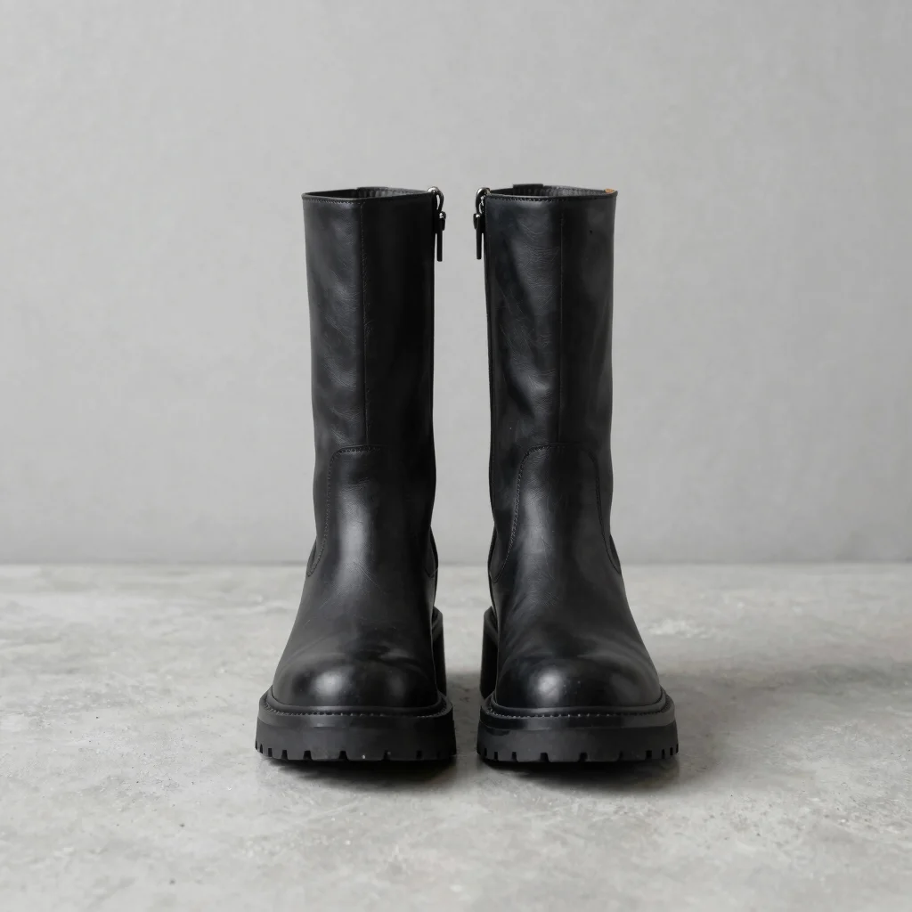 Bottes en Cuir à Semelle Épaisse