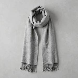 Écharpe Frangée en Alpaga Gris