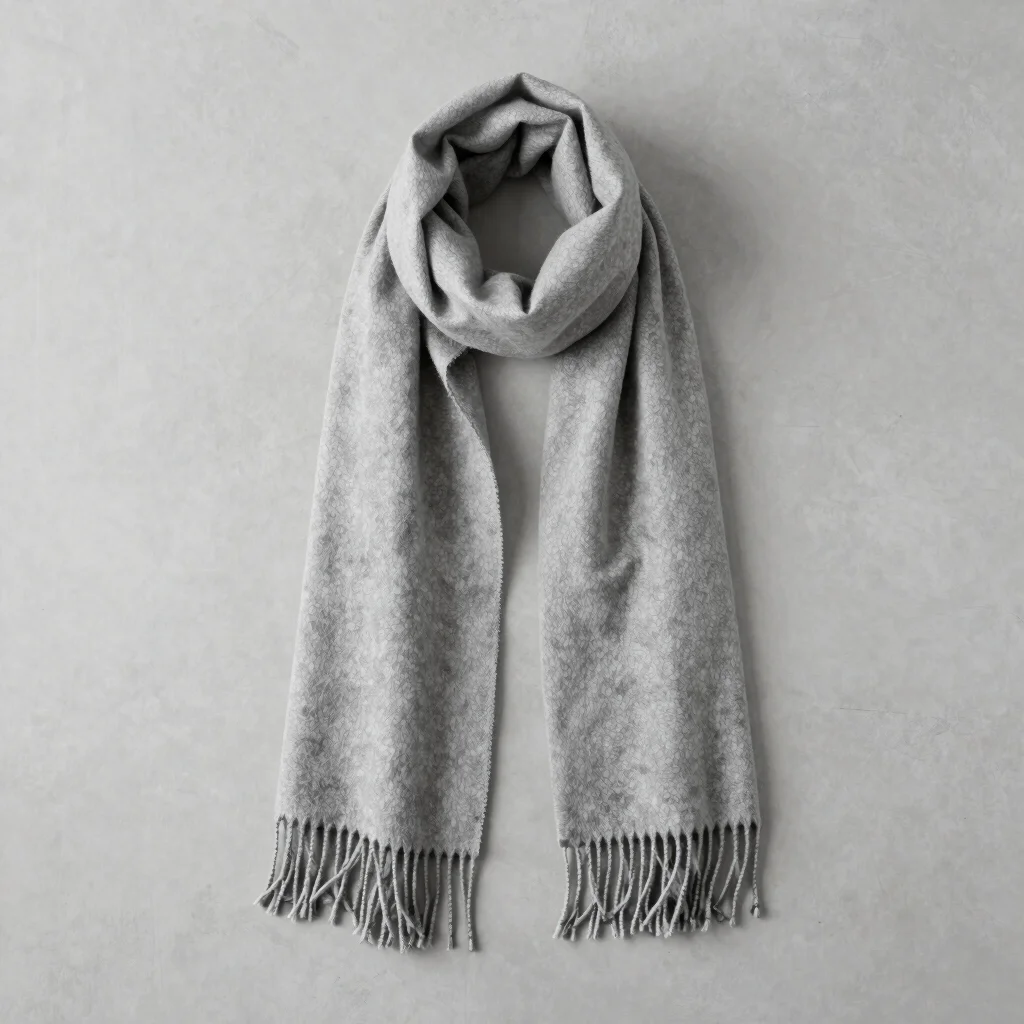 Écharpe Frangée en Alpaga Gris